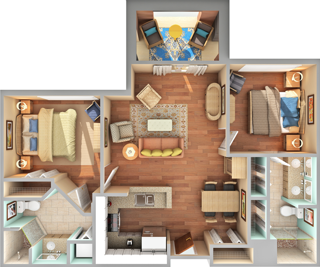 floor plan for Yadkin two-bedroom